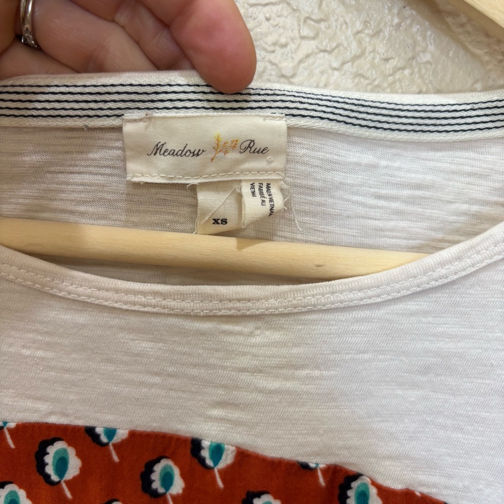 Anthropologie | Meadow Rue Mixed Media Pocket Pattern Drop Tee Size XS Boho - Picture 12 of 12